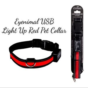 NIP Eyenimal USB Rechargeable Light Up Red Pet Collar for Dogs, Size Small